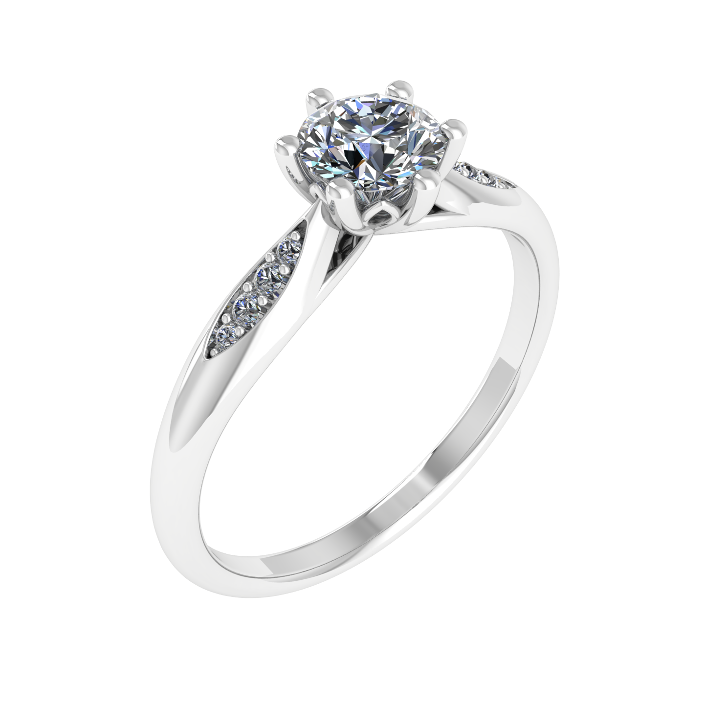 ACCENTED CATHEDRAL 5.00mm ROUND ENGAGEMENT RING
